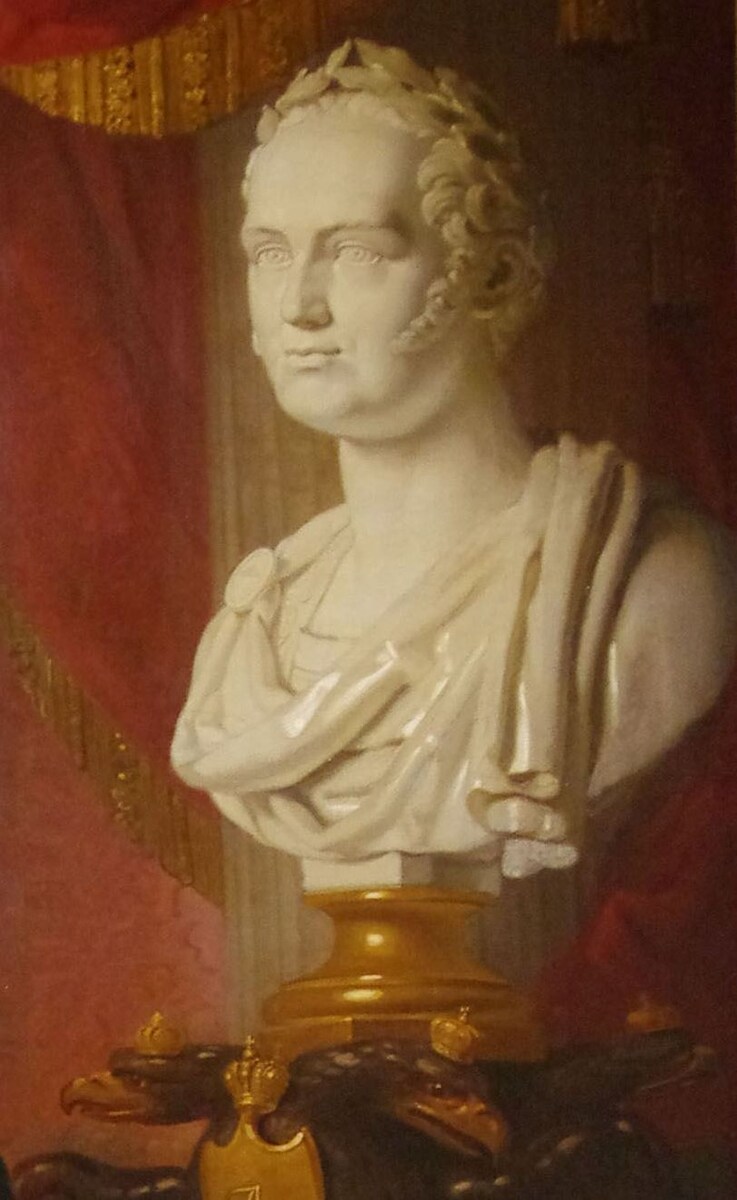 Бюст Александра I на картине В. Л. Боровиковского "Портрет графа Н. П. Шереметева", 1819