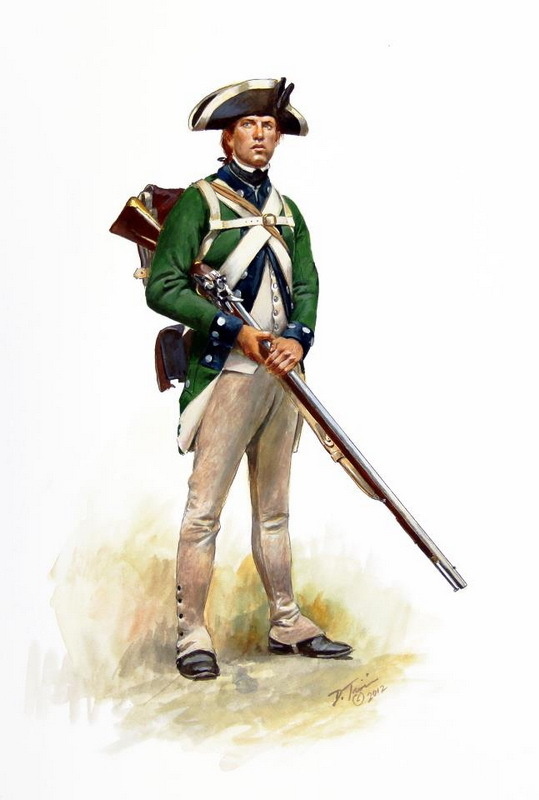 Солдат-лоялист американского полка Принца Уэльского. Художник Дон Трояни. Источник: страница художника в Facebook
