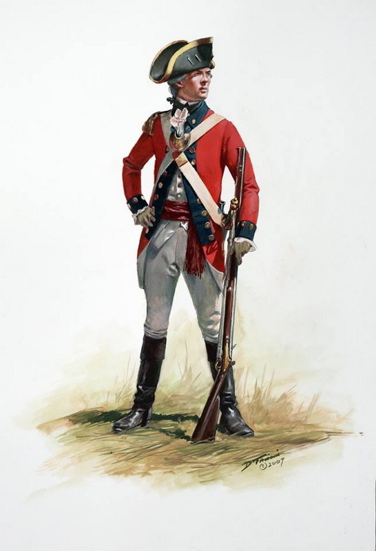Офицер-лоялист 4-го американского полка британской армии. Художник Дон Трояни. Источник: страница художника в Facebook
