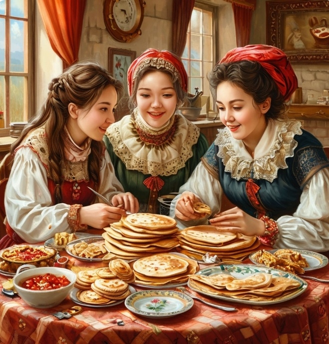 🪆СУББОТА-ЗОЛОВКИНЫ ПОСИДЕЛКИ 🏠Предпоследний день Масленицы 🥞 субботу именуют "Золовкины посиделки". Молодые невестки приглашали к себе в гости золовок и других родственников мужа,вкусно кормили их😊🥞 и невестка должна была подарить золовке какой-нибудь подарок🎁Сейчас же этот день традиционно проводят в кругу семьи и конечно же готовят вкусные блины☕🥞.  