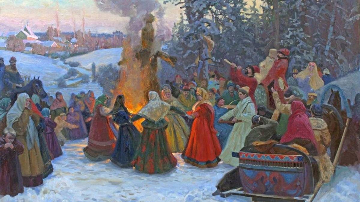    Семён Кожин. Масленица. Проводы зимы. XVII в. 2001. Холст, масло. 17 х 164 см / Фото предоставлено музеем-квартирой Исаака Бродского