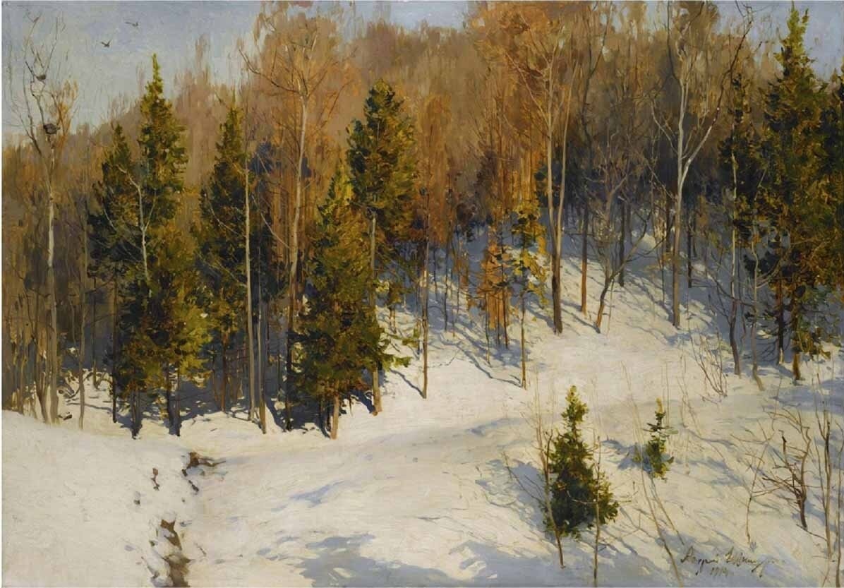 Живопись. Андрей Шильдер, "Зимнее солнце", 1914