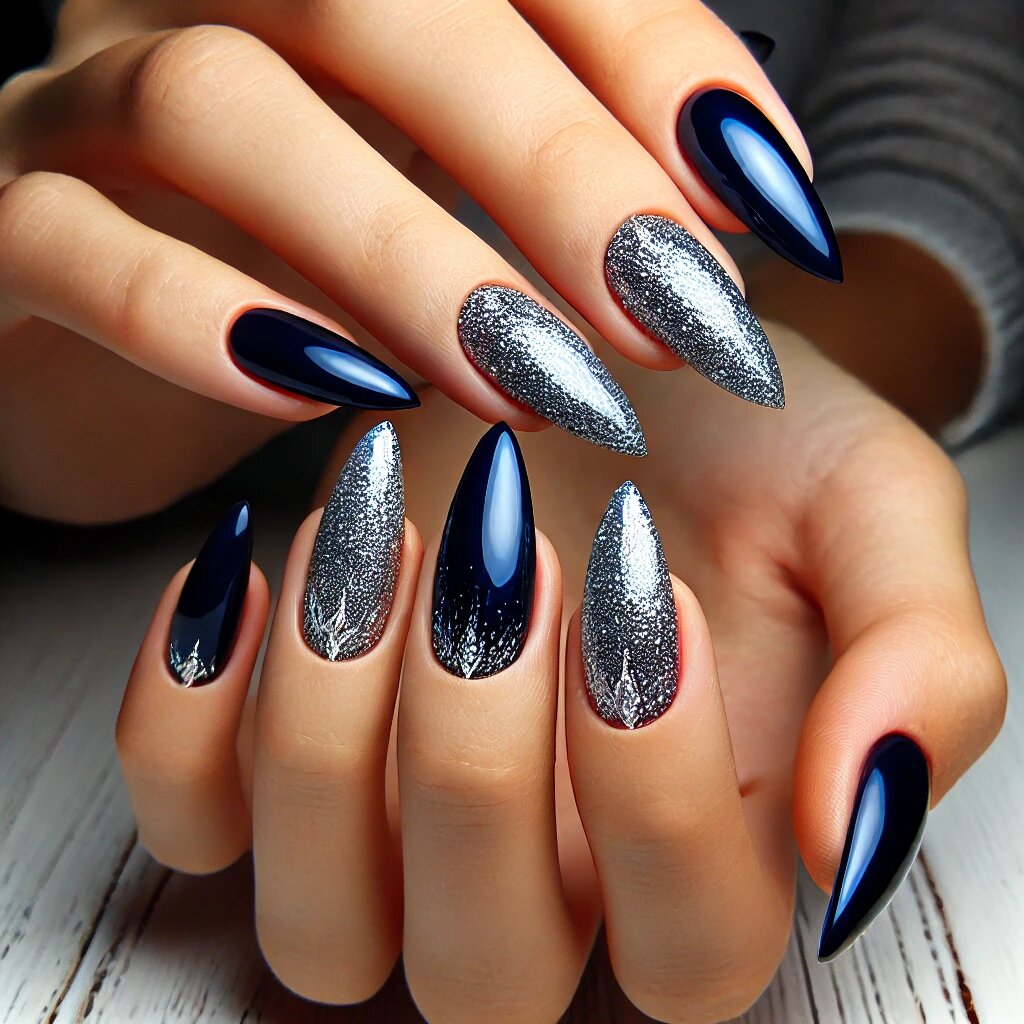 Темно-синий с серебряными градиентами