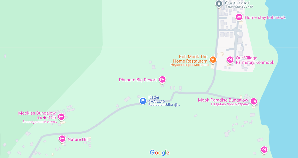 Более точное расположение бунгало