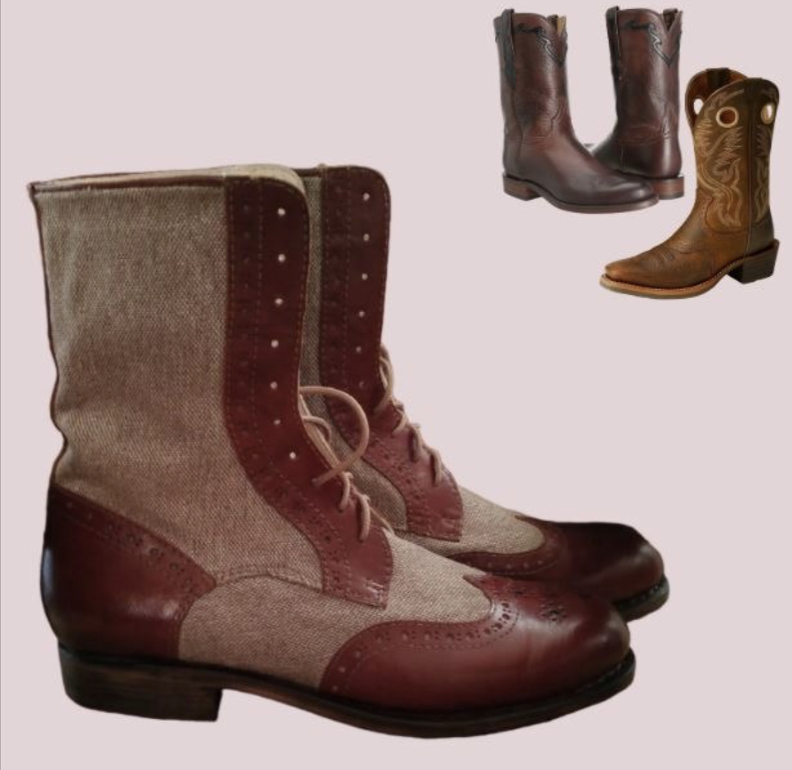 Я на коллаже собрала пару примеров типичных ковбойских сапог, чтобы показать сходство