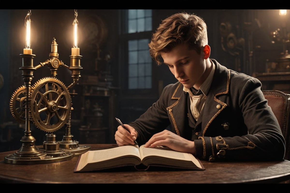 Мальчик читает и пишет. Рисовал ИИ