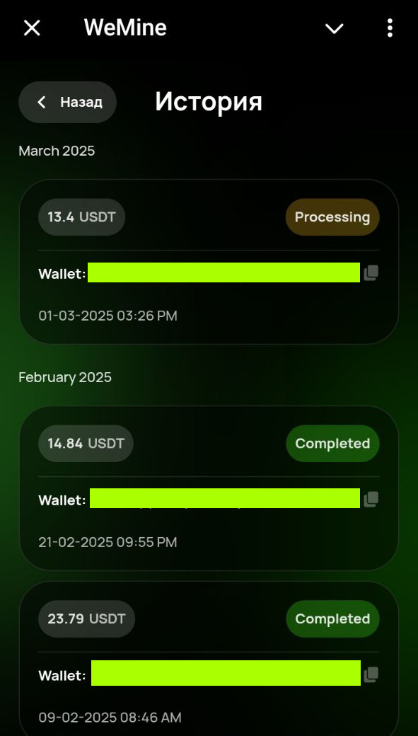 Заработок в WeMine
