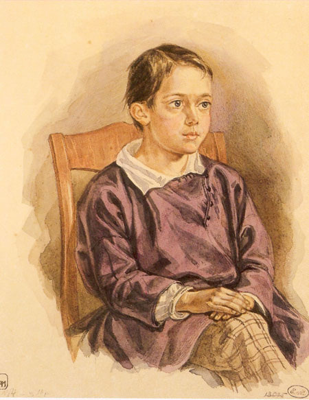 Николай Маковский акварель работы                   Е. И. Маковского, отца художника. Окол. 1850