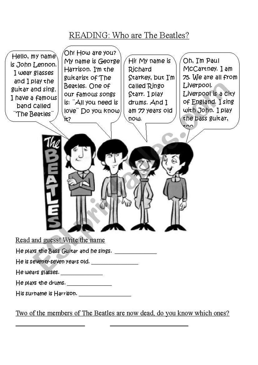 Beatles yesterday Worksheet
