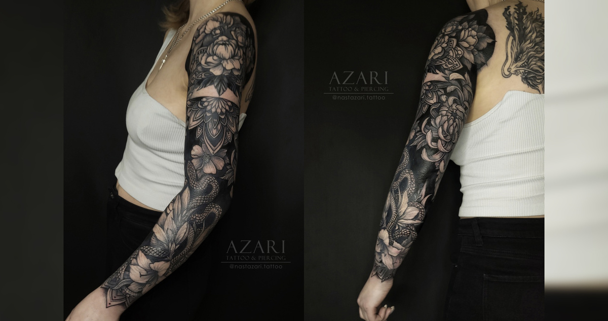 Крутейший цветочный рукав. Мастер: Анастасия Азари.