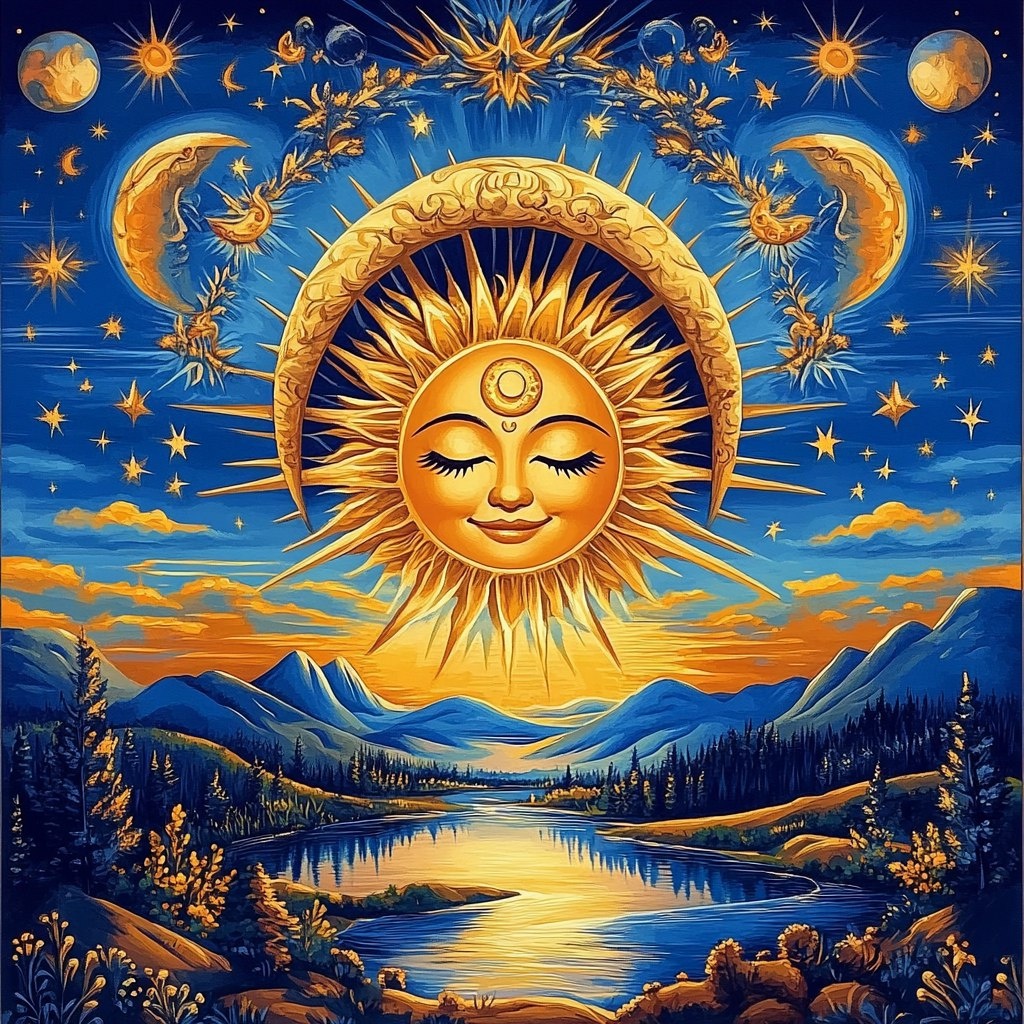 Солнечный круг - небо вокруг. Хороводы связаны с солнцем. Моя иллюстрация с помощью нейросетей