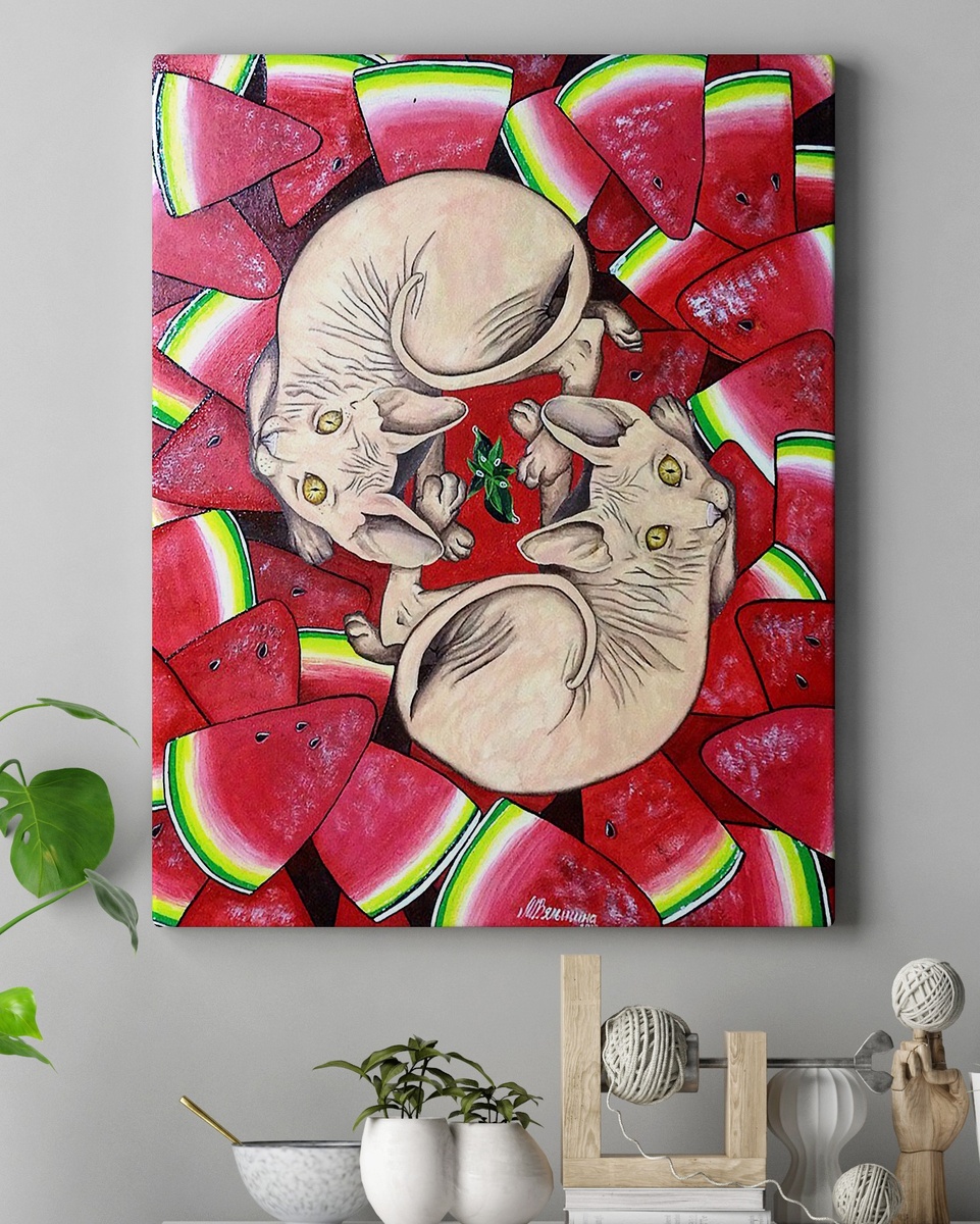 Мария Вяльшина, «Сиамия», 2018 год, 45х55 см, холст на картоне, акрил