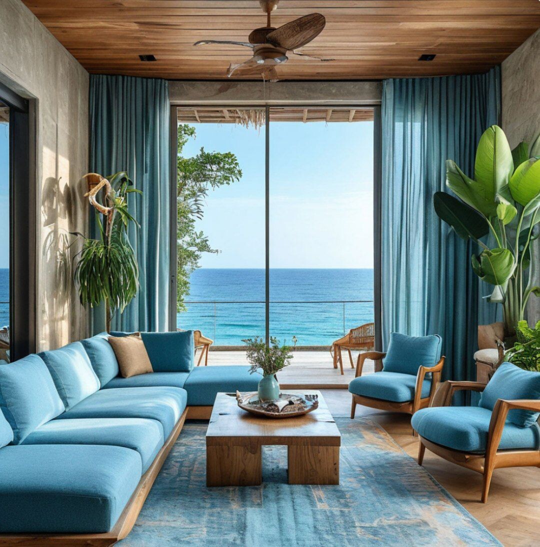 Голубые оттенки в интерьере