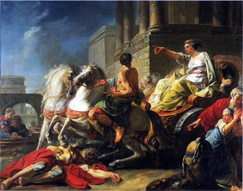 Жан Барден. «Туллия переезжает на колеснице тело своего отца» (1765) 