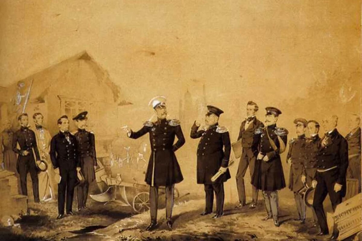    Николай I на строительных работах. 1853 г.