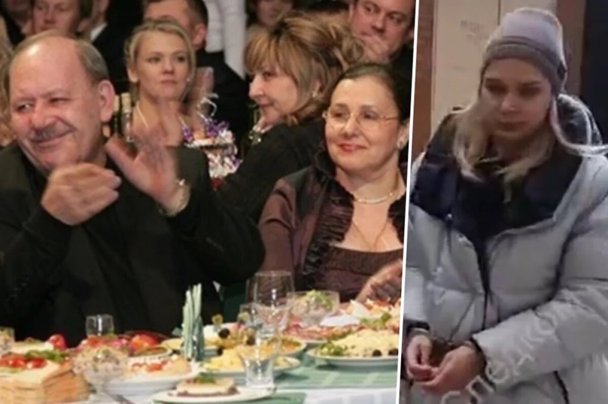 Слева на фото - 77-летние Виктор и Наталья Тарховы. Справа - их единственная внучка Катя, показывающая следователям, как убивала, расчленяла и выбрасывала в мусор родных.