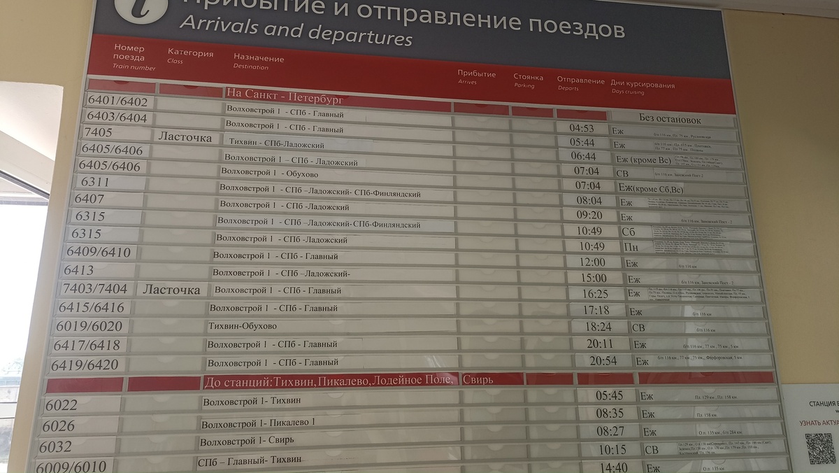 Расписание электропоездов