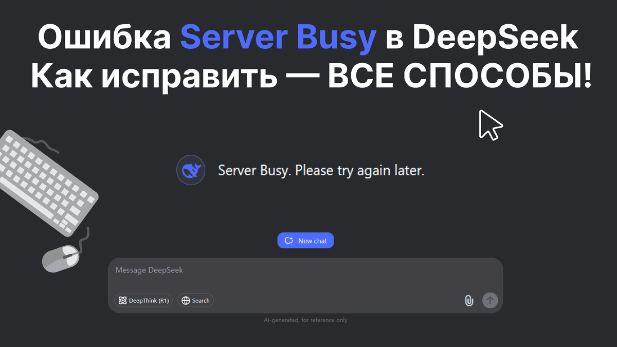 Как исправить ошибку Server busy «сервер занят» в DeepSeek