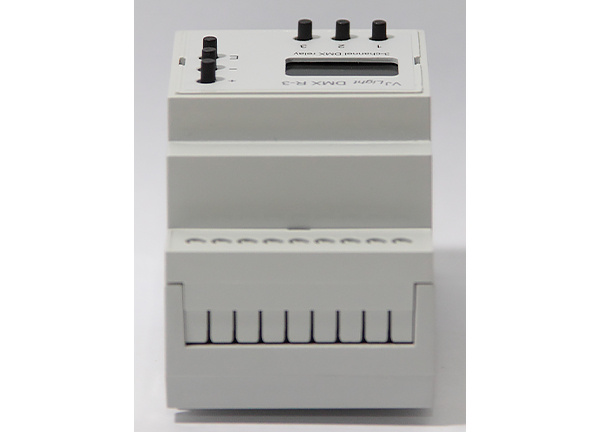 DMX реле на DIN рейку 3 канала до 16А/250В на канал с гальванической развязкой и винтовыми клеммниками VJLight DMX R-3i https://shop.show-device.ru/VJLight-DMX-R-3i.html