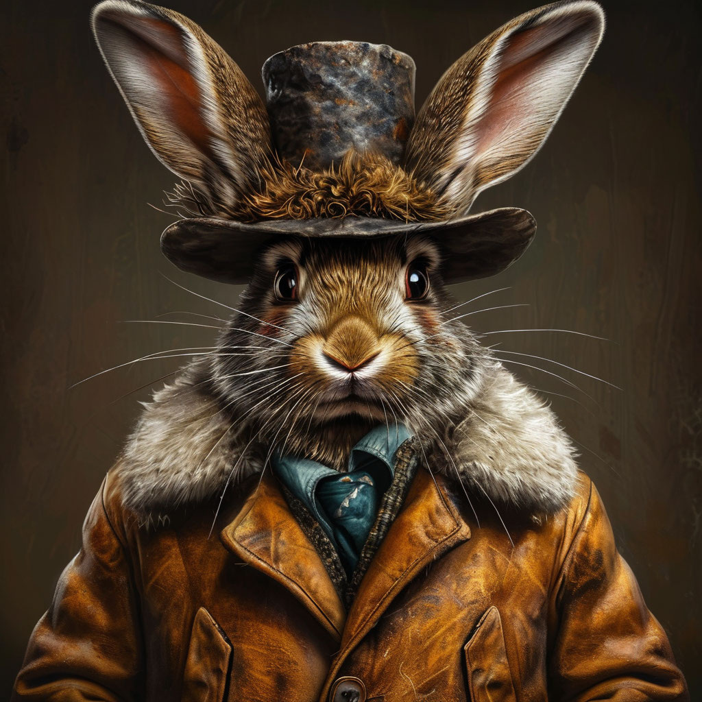 Попросила ИИ создать картинку" Дворник в цигейковой шапке, одно ухо которой было заправлено за отворот, а второе свисало на манер заячьего уха и старой меховой душегрейке" Вот, что получилось😂