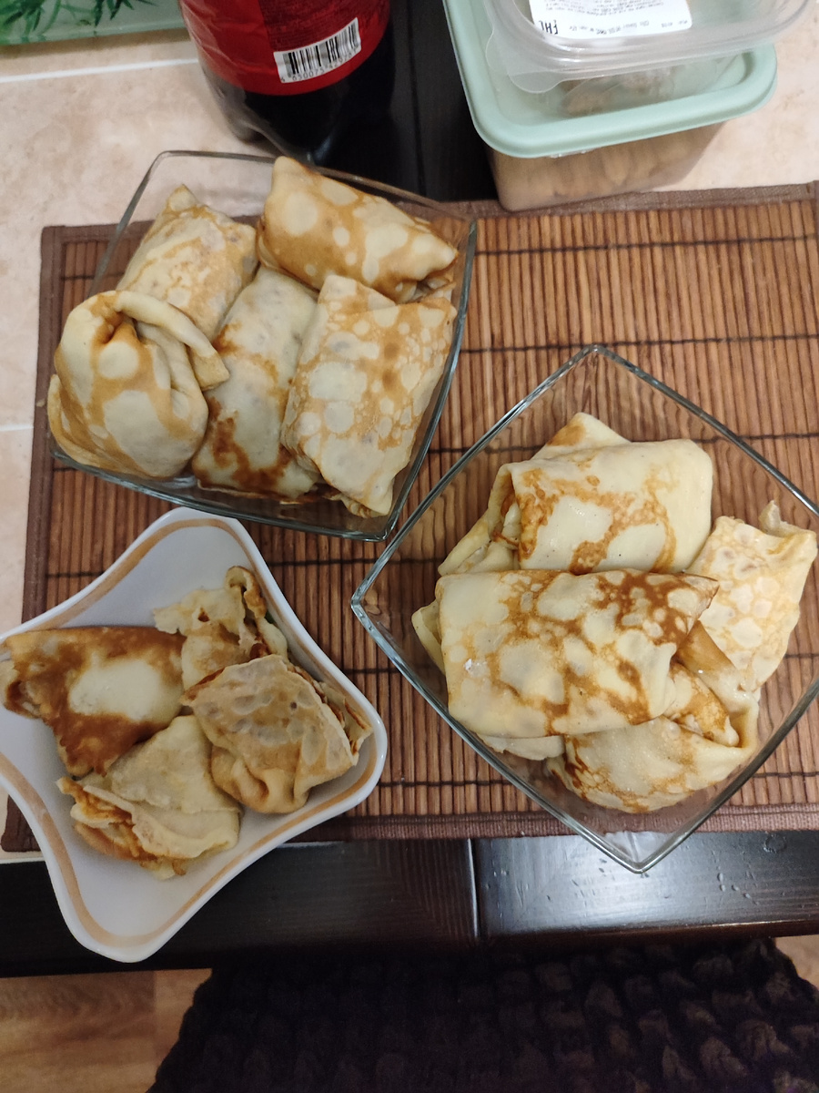 Блины с мясом, блины с творогом, просто блины 😄