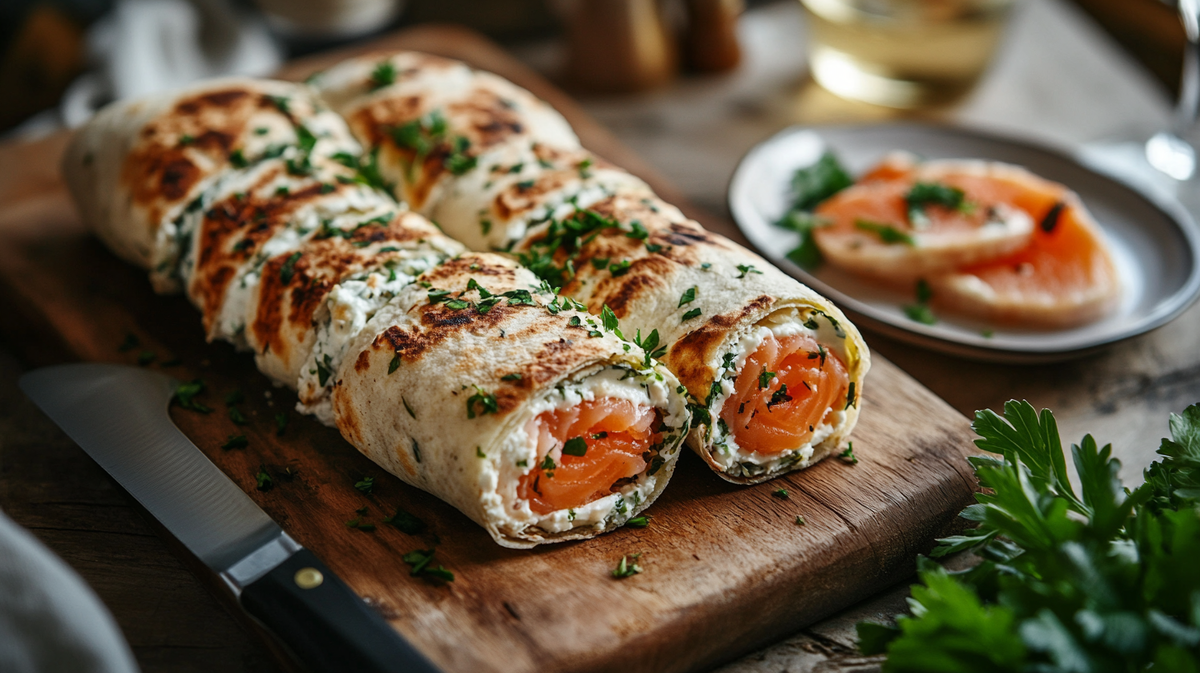 Закусочные рулетики с красной рыбой