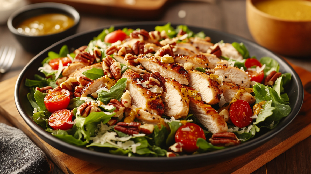 Теплый салат с курицей и сыром