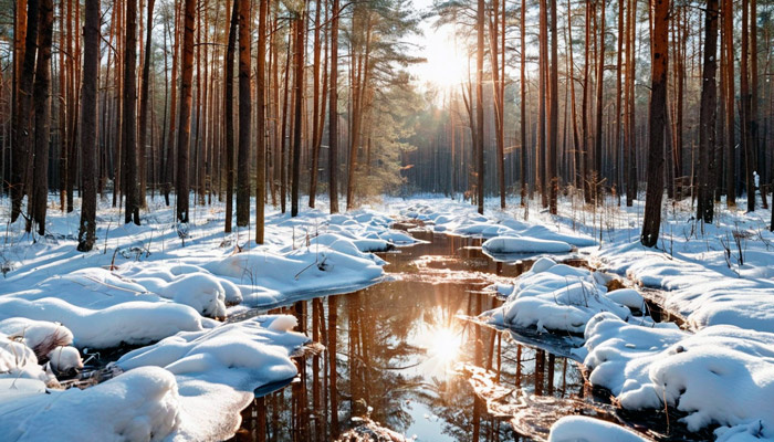 Много талой воды — будет хороший сенокос летом. Фото: shedevrum.ai