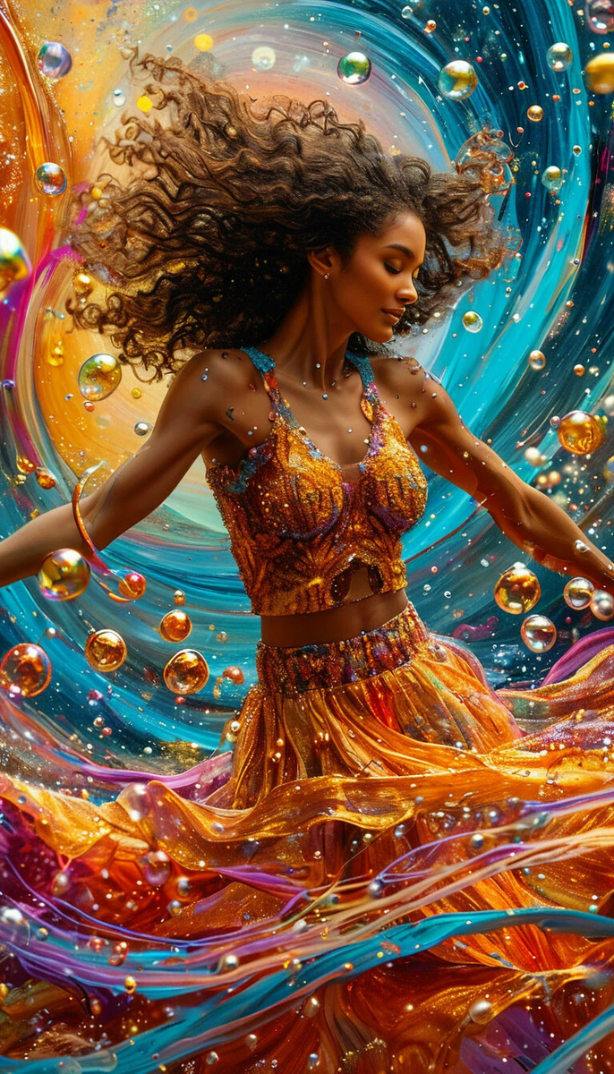 Динамичные проявления свежести, вдохновения, откровения… воспринимаются одновременно и телом, и разумом. ИИ Шедеврум / Ambrella