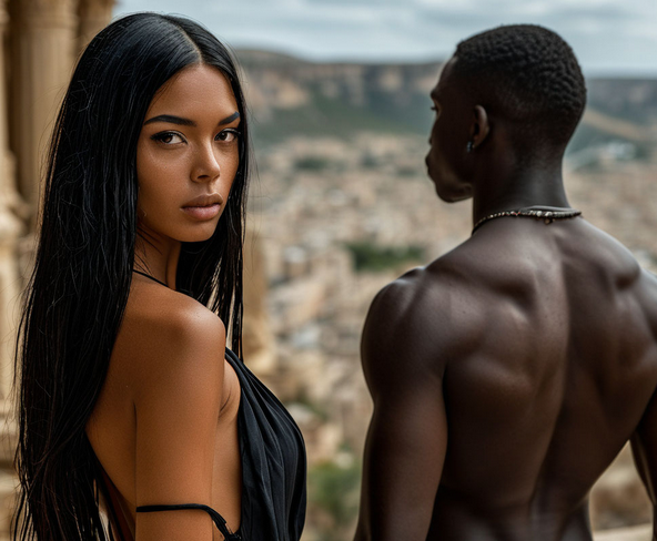 Брюнетка и негр