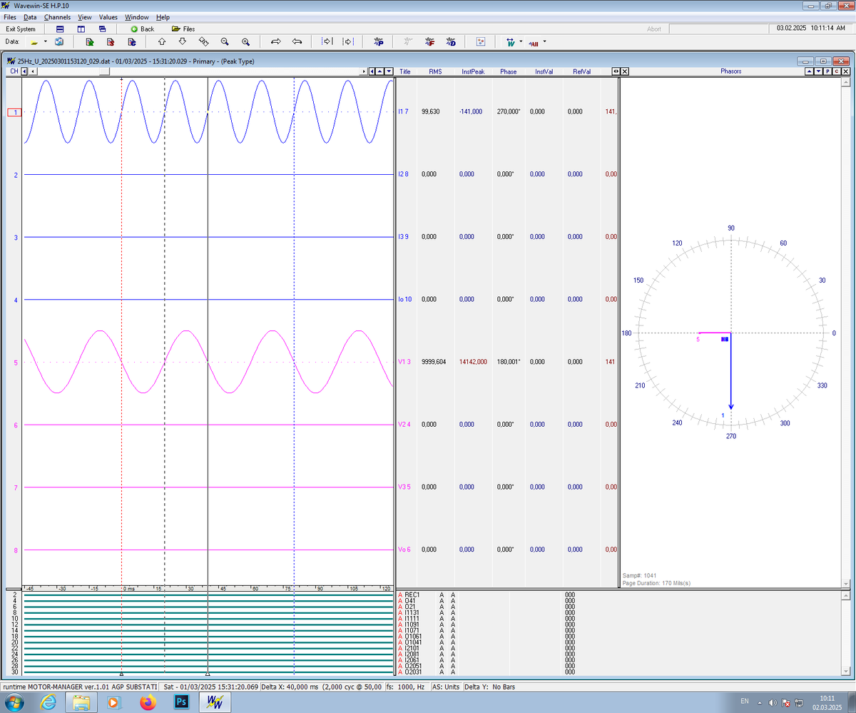 Current at 50 Hz, voltage at 25 Hz.