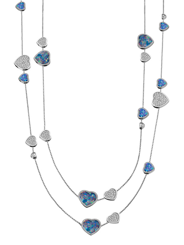 Колье Chopard Happy Hearts из белого золота с бриллиантами и опалами