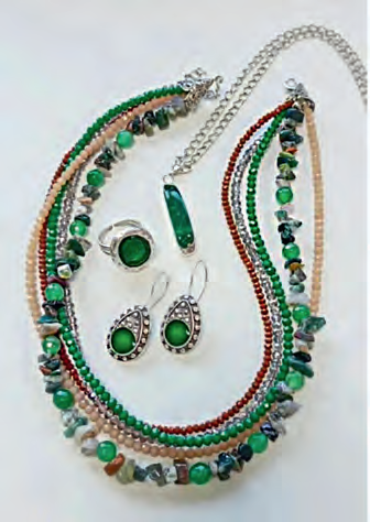 Подвеска, серьги, кольцо, колье, хризопраз, агат, шерл, гранат, яшма