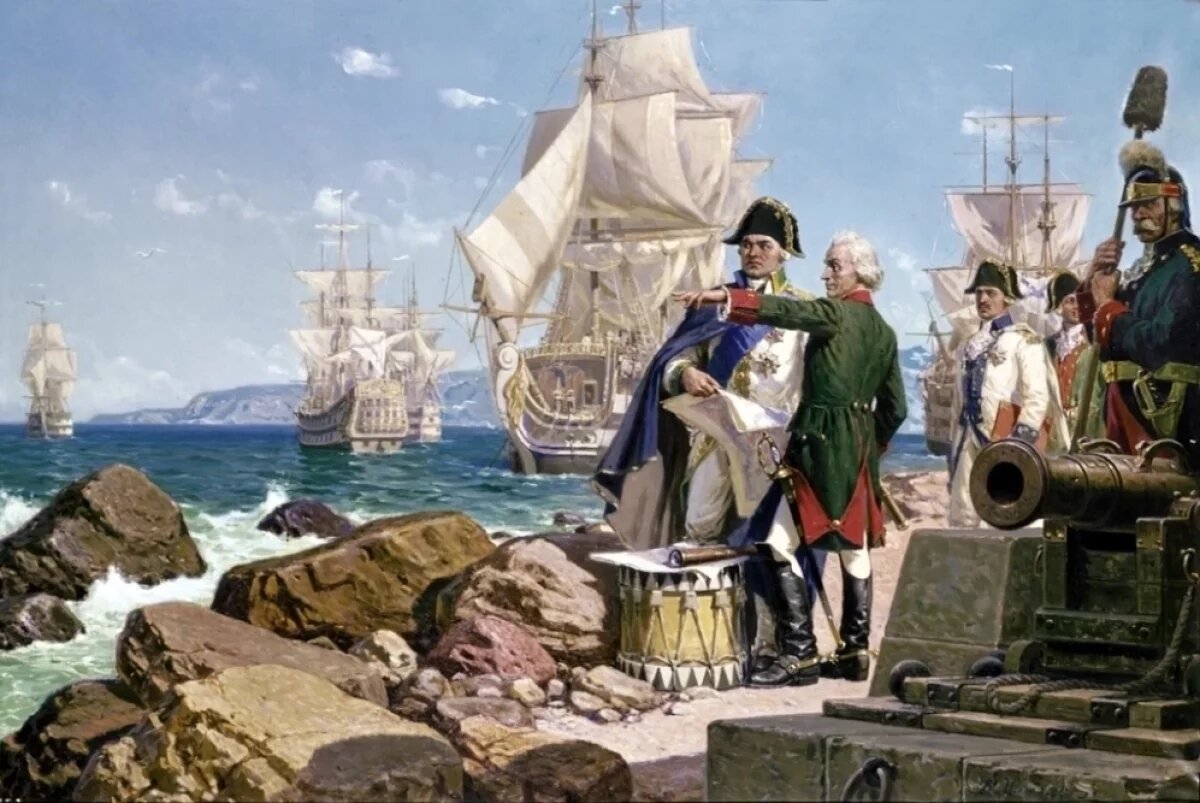    Даже великий Суворов преклонялся перед заслугами Ушакова. Их встречу в Севастополе изобразил на своей картине художник В. Илюхин.