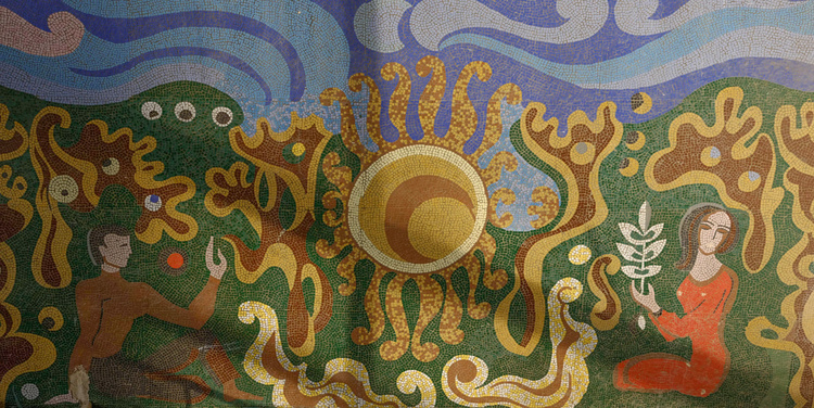 Производственное объединение «Промавтоматика». Демонтированная мозаика, которая находилась в здании чайной фабрики.