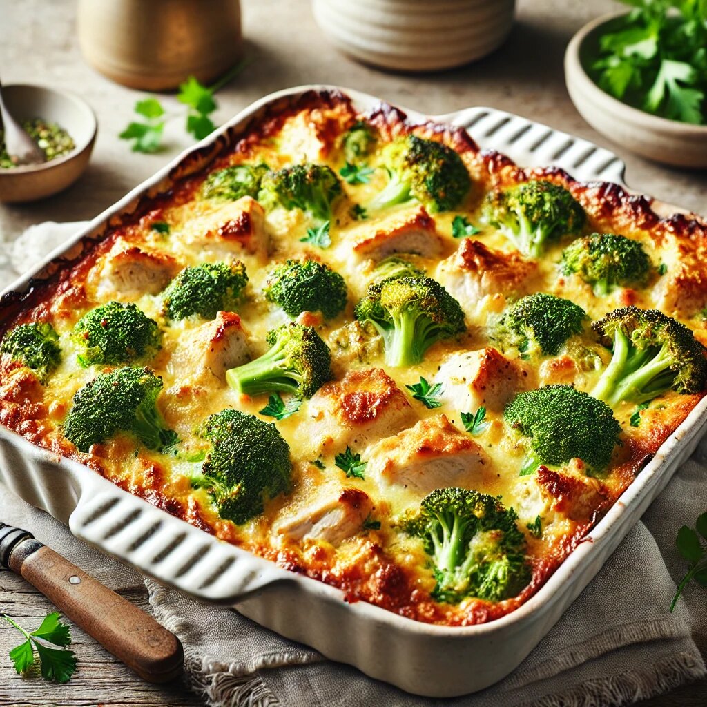 🥗 Низкокалорийная куриная запеканка с брокколи и творогом