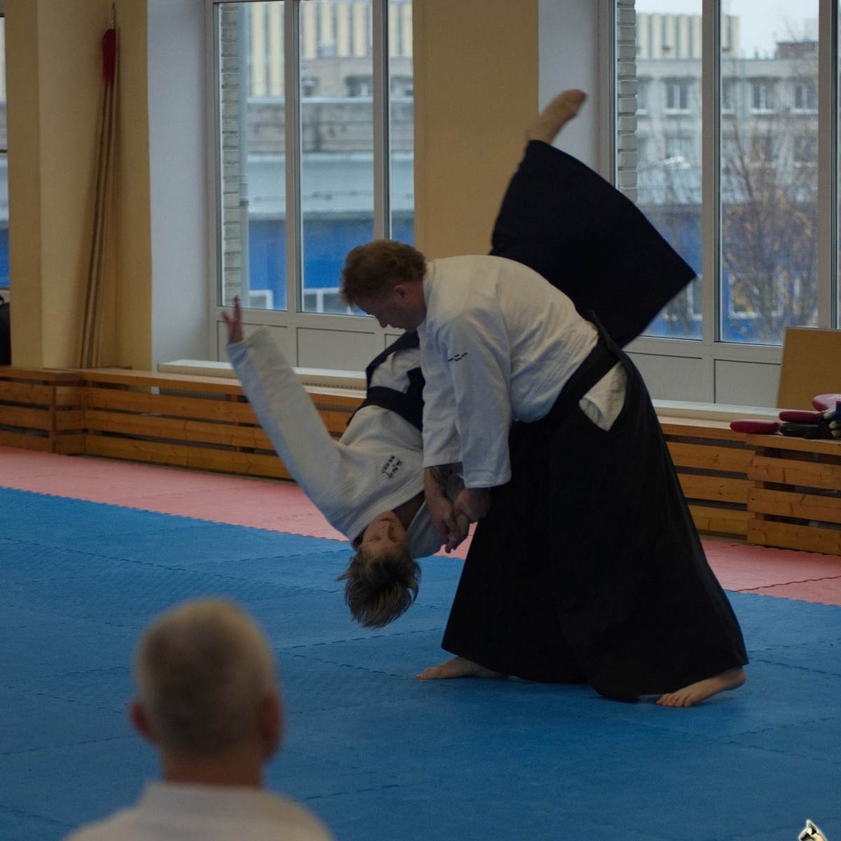 Евгений Лещук и Алина Соболева - тоби укеми (высокая страховка)