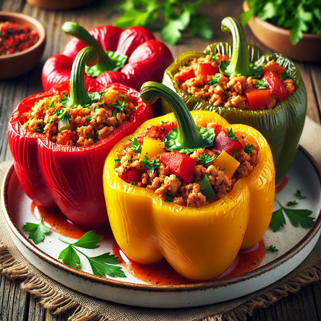 🥑 Низкокалорийные фаршированные перцы с курицей и овощами