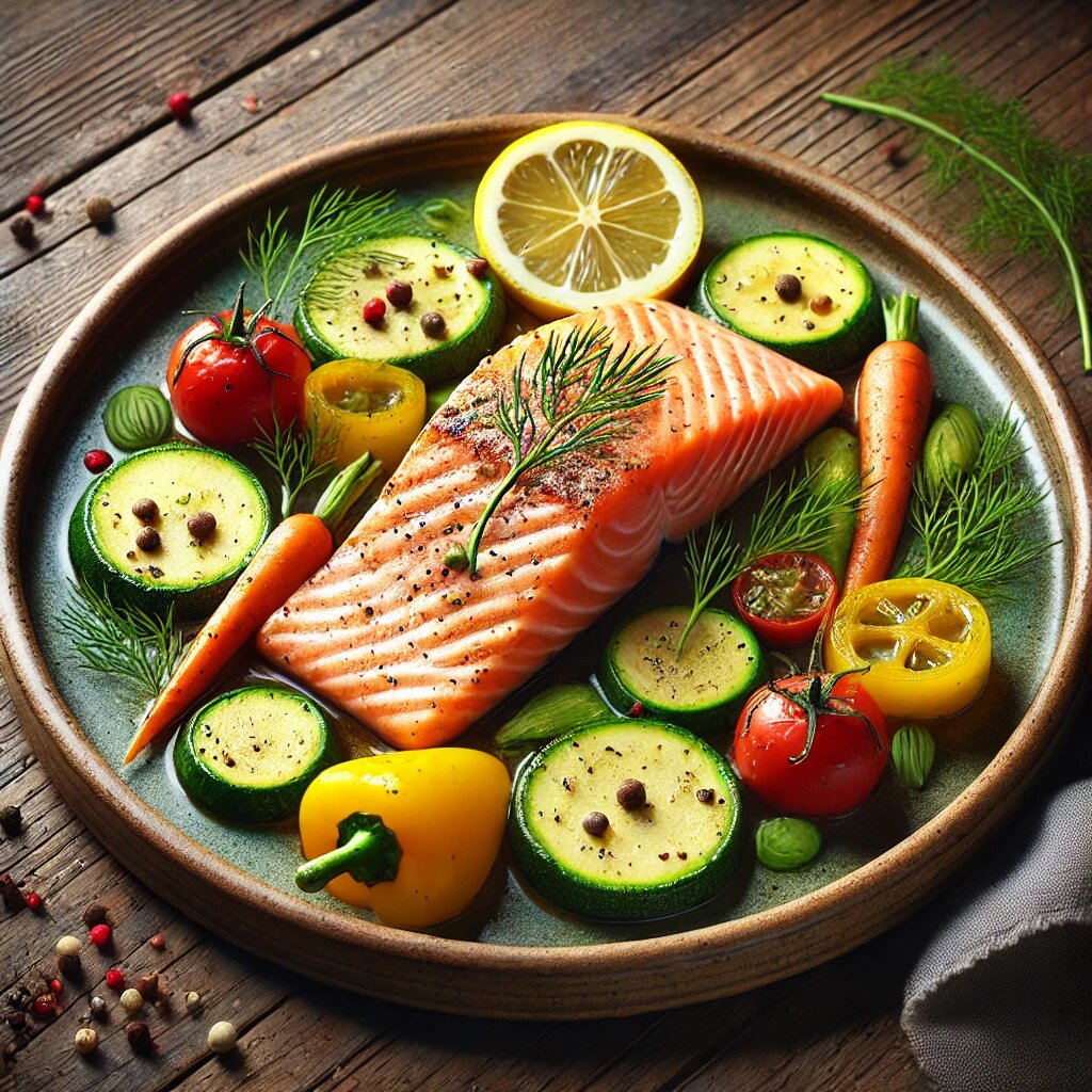🥗 Лёгкий и зожный лосось с овощами на пару