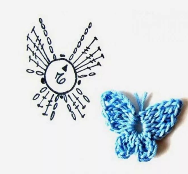 Простая бабочка крючком 