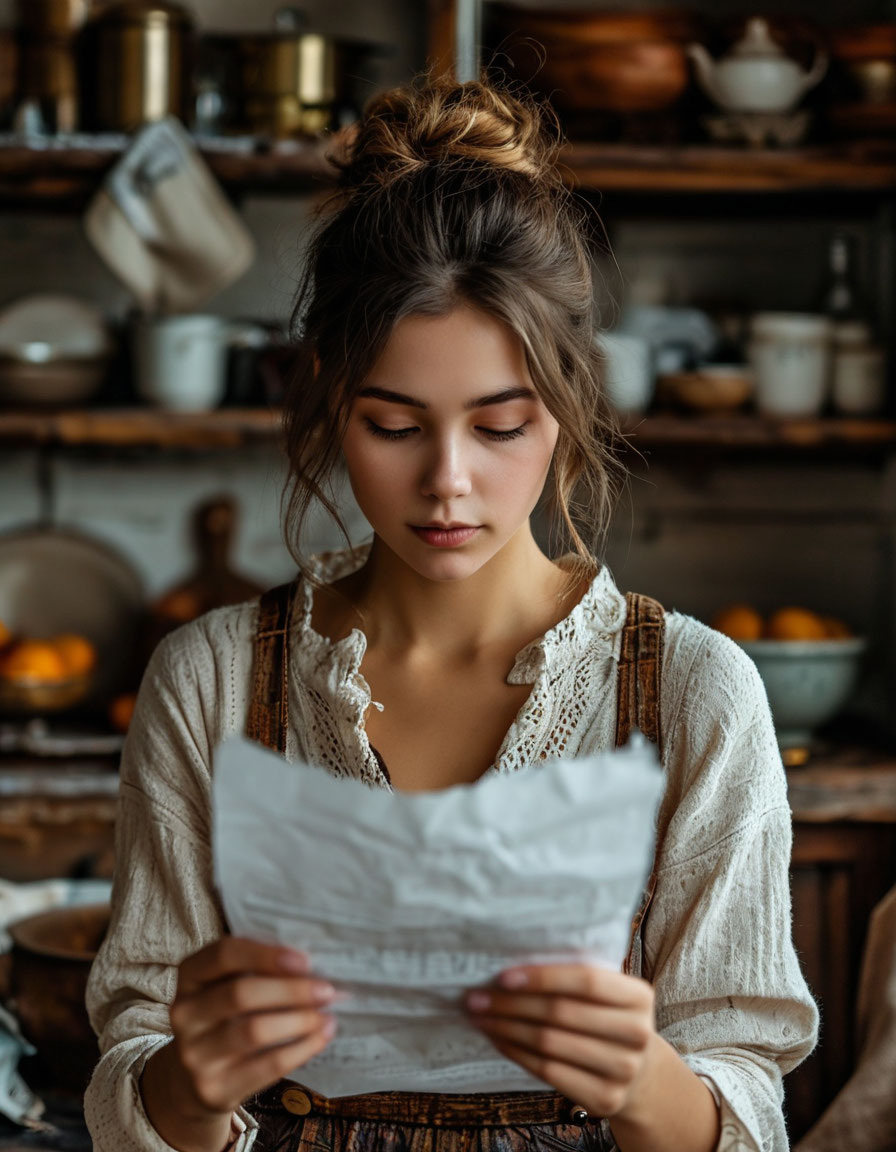 Тоня читает письмо. Картинка создана автором при помощи нейросети