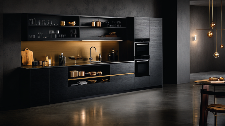    Черная кухня с золотом: роскошь и функционал svkuhni77