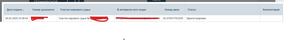 Как выглядит  информация о том, что заявление принято.
