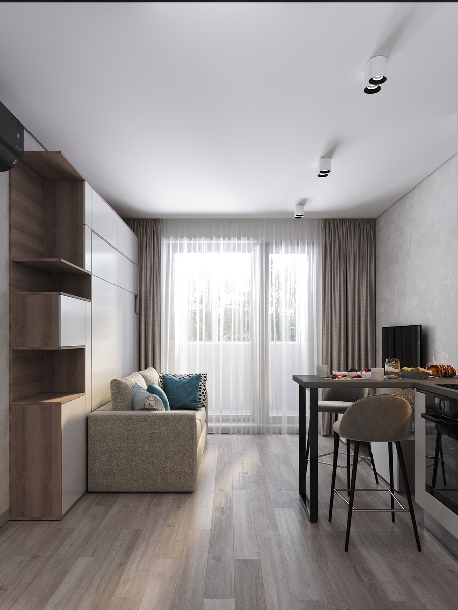 Рендер студии в ЖК "Чайка Парк"