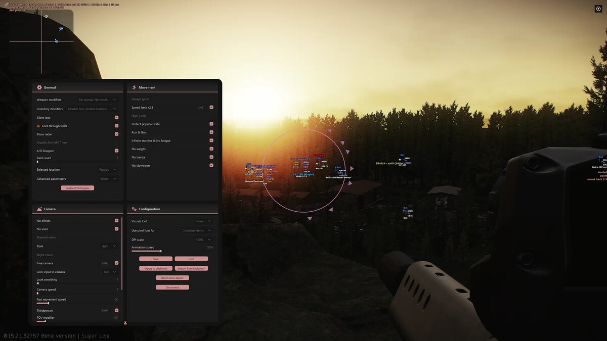 Скриншот чита Next Pro для Escape from Tarkov