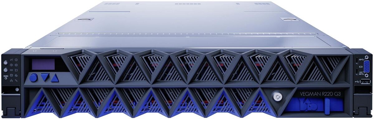 Сервер YADRO VEGMAN R220 G3 вид спереди с фальш-панелью