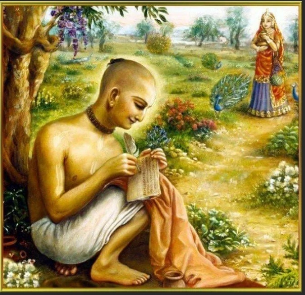 (иллюстрация из книг Шрилы Прабхупады. Взята из Интернета. На ней изображён Шрла Рупа Госвами за своим литературным контактёрским трудом)