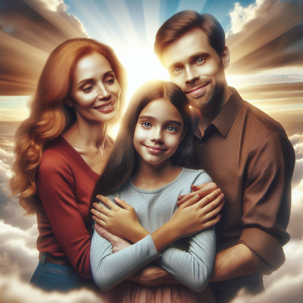 Настя вместе с родителями, снова вместе и счастливы. За их спинами - облака и солнечное небо, символизирующее новую, светлую главу их жизни. Этот рассказ входит в подборки:


