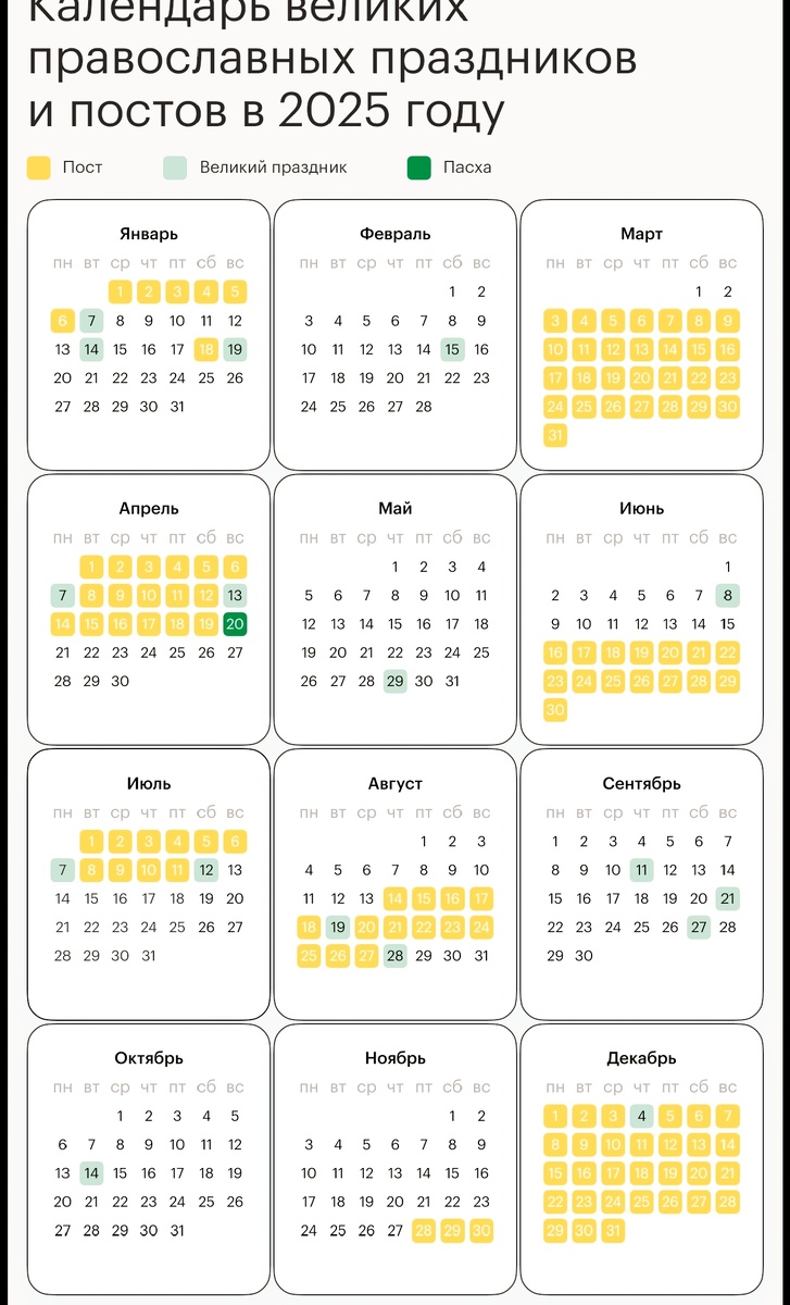 Календарь православных праздников. 