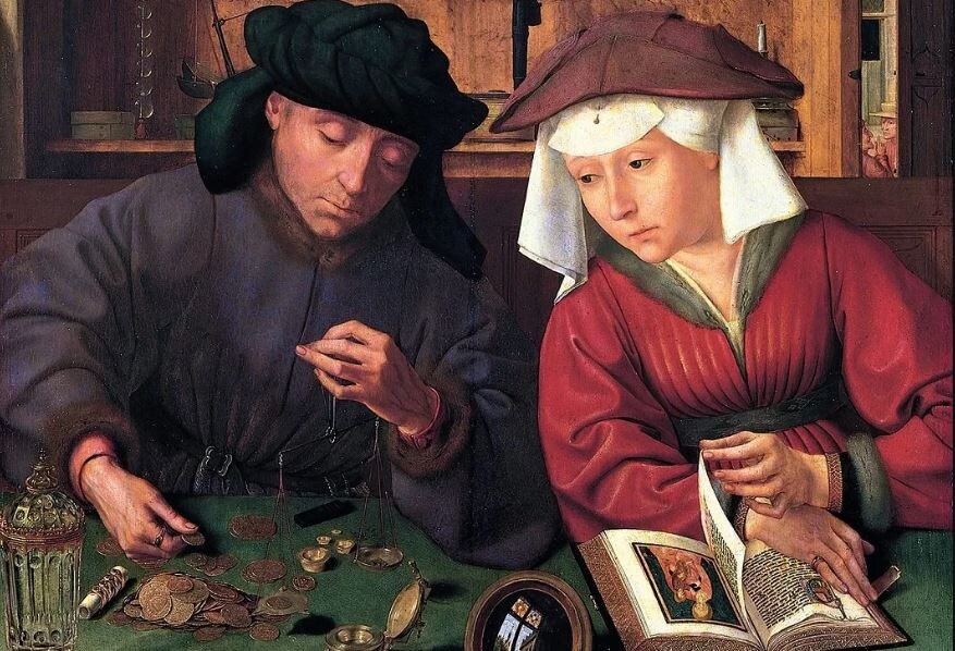 Ростовщик и его жена считают прибыль на картине художника Квентина Массейса